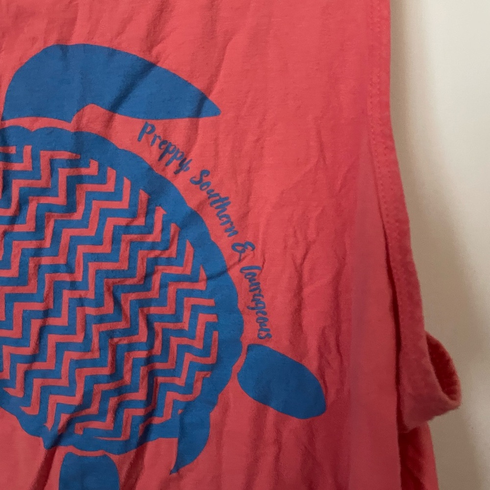 Pink Tank Top with Blue Turtle Design - Picture 2 of 4